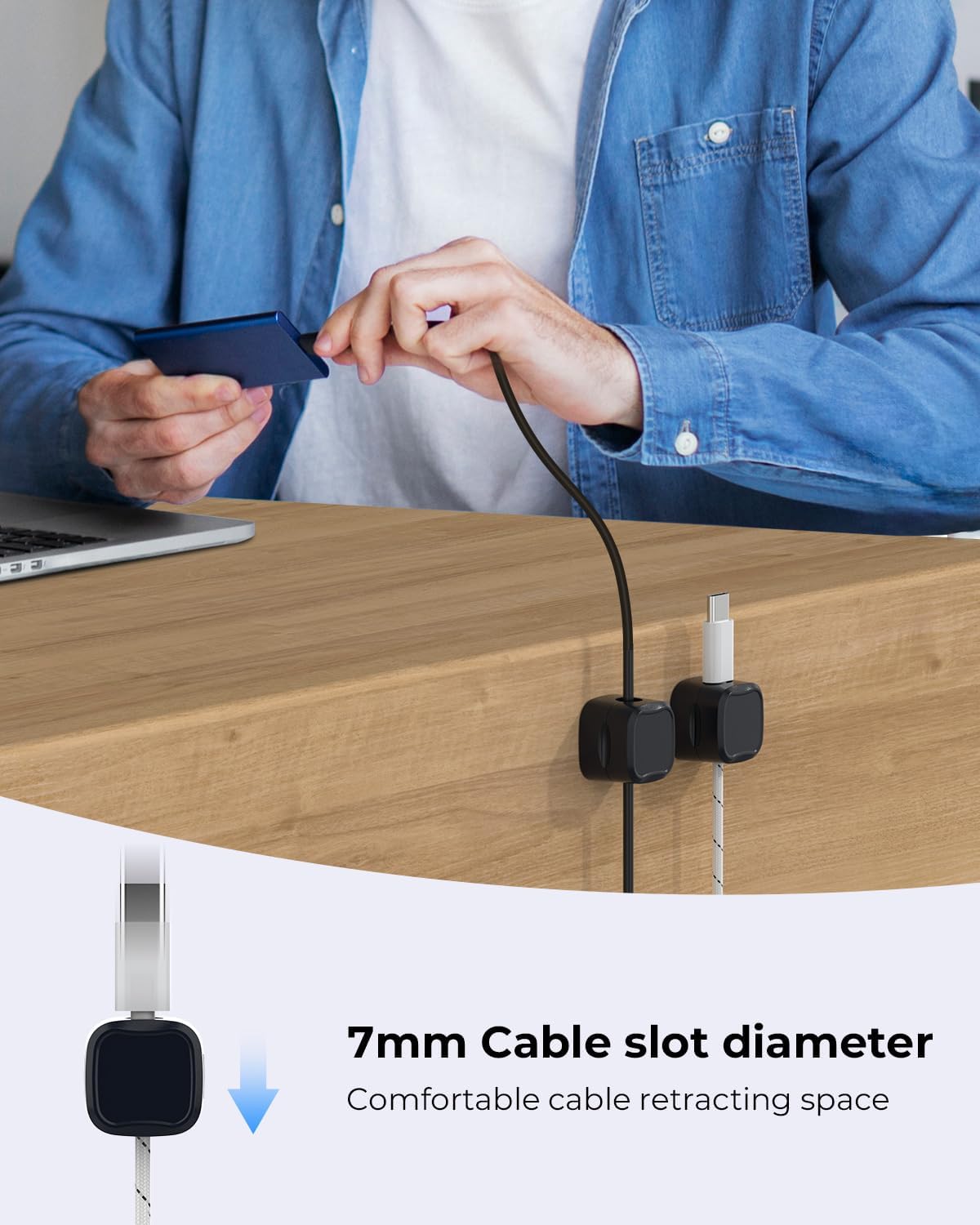 3pcs Magnetic Cable Organizer Desktop Wire Clip Cord Holder