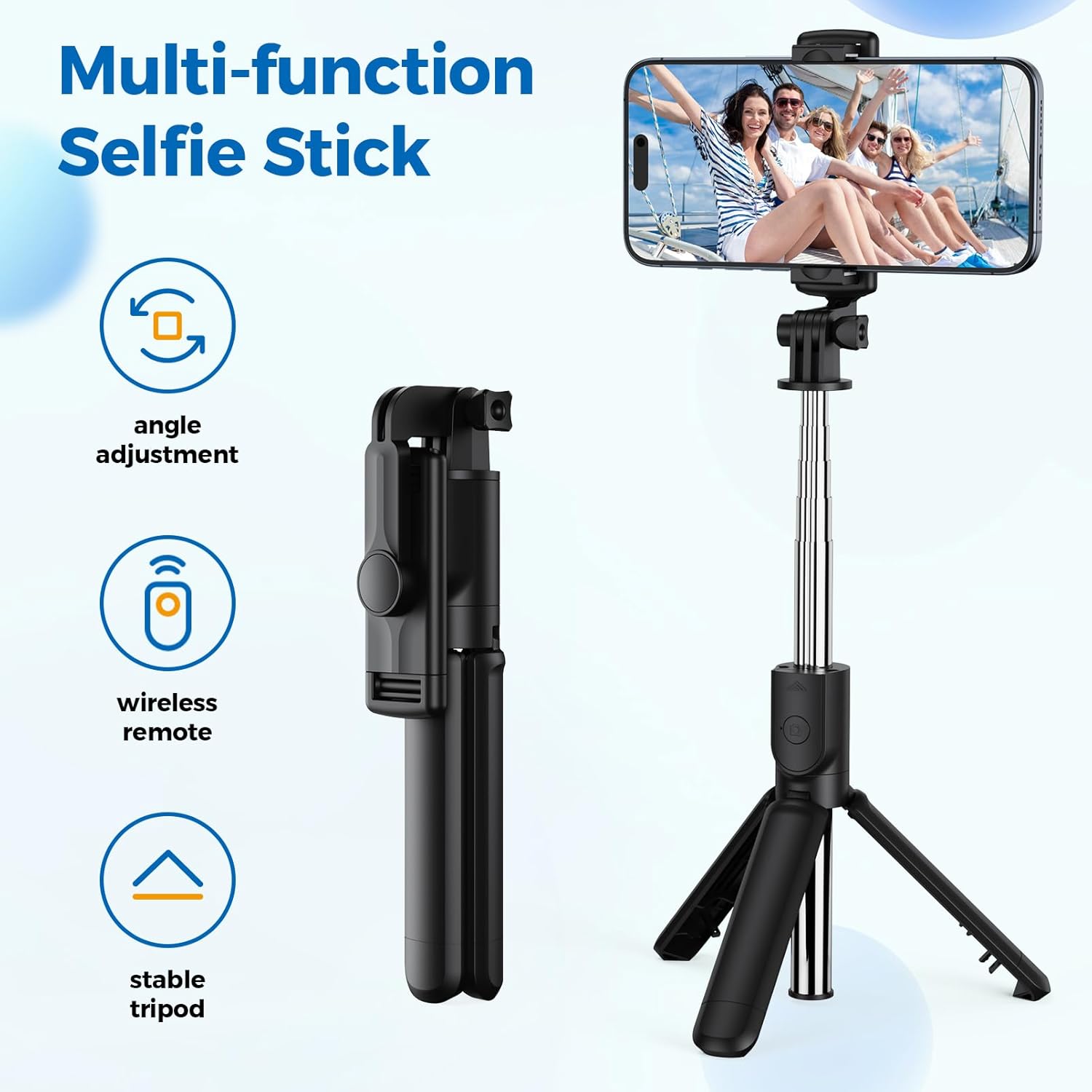 Retractable Selfie Stick Tripod with Wireless Remote Control