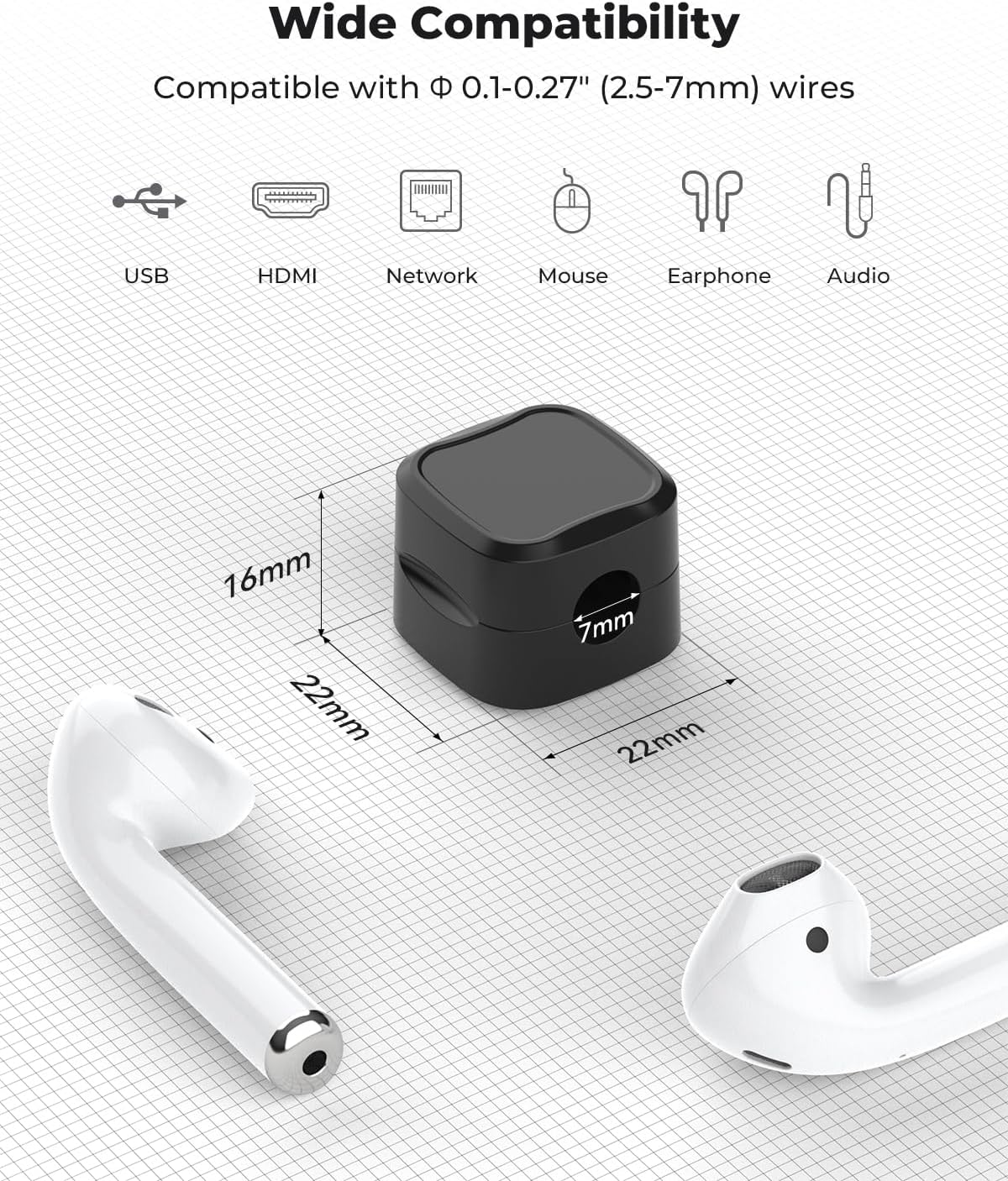 3pcs Magnetic Cable Organizer Desktop Wire Clip Cord Holder