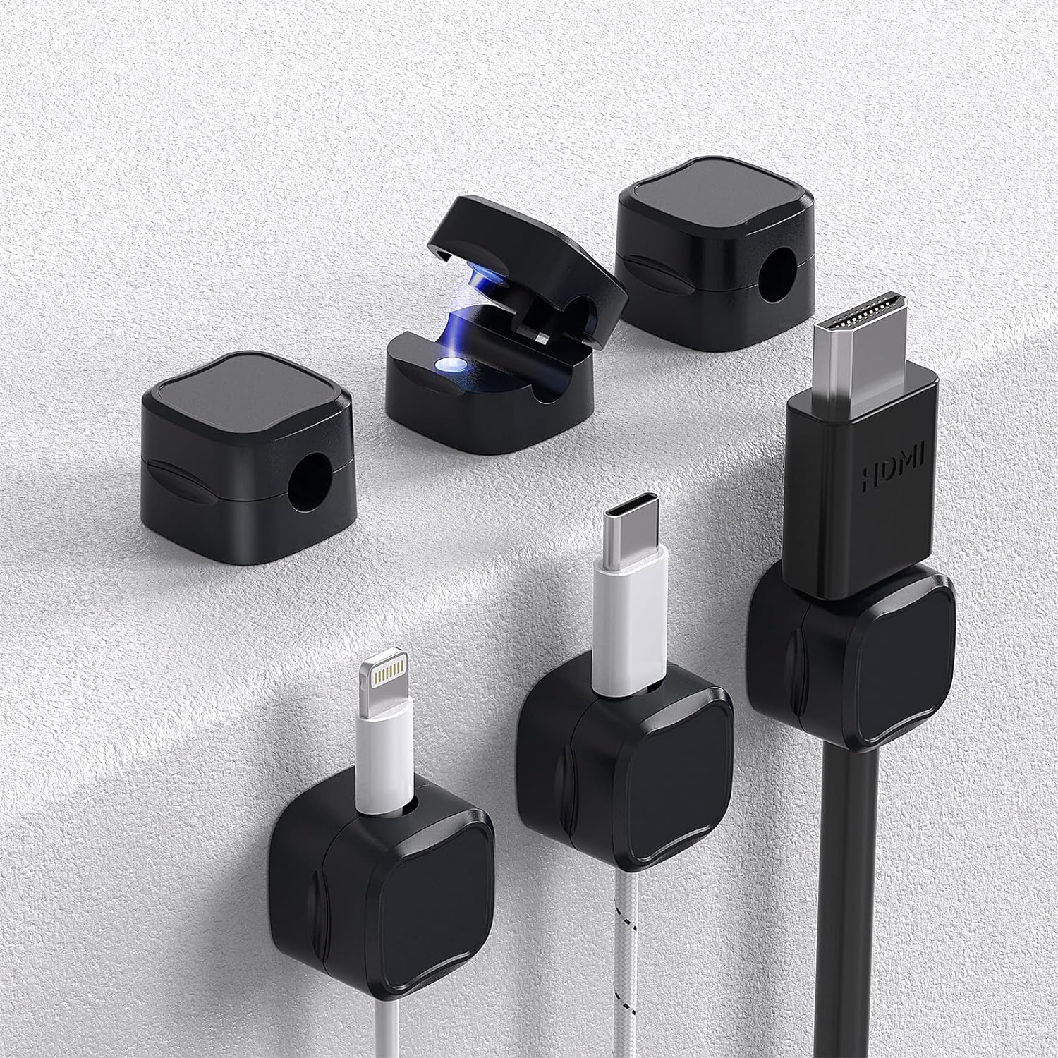 3pcs Magnetic Cable Organizer Desktop Wire Clip Cord Holder