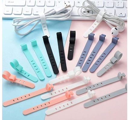 5 Holes Silicone Strap Wire Organizer - 6 Pcs