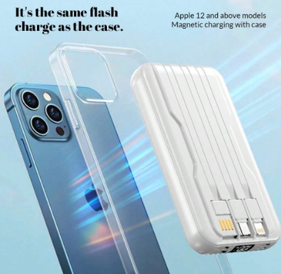 5000mAh Wireless Power Bank Built-In 3 Cables