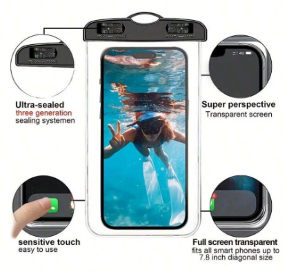 PVC Waterproof Phone Case, Touchscreen Compatible